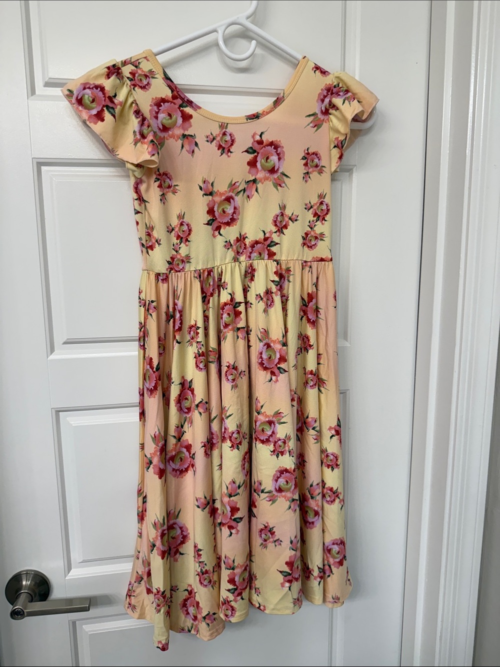 Dot Dot Smile Yellow Floral Ruffle-Sleeve Dress